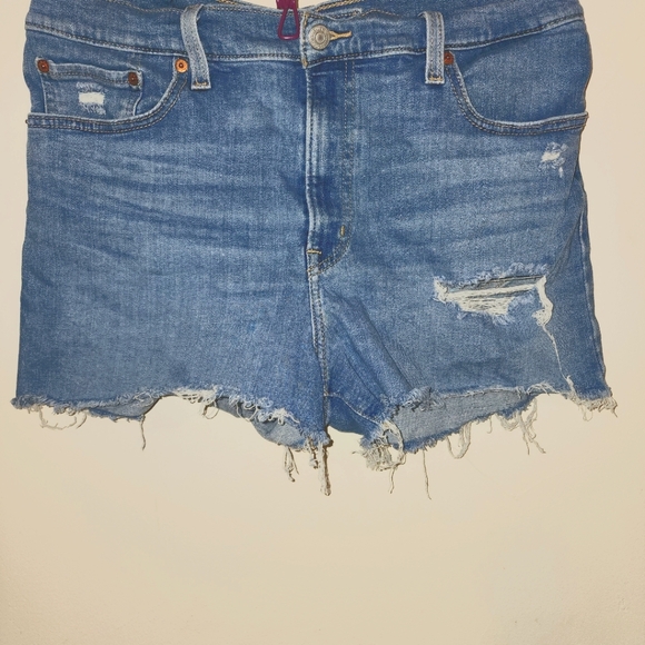 Levi's Pants - Levi's Womens Light Medium Blue Distressed High Rise Denim Cutoff Shorts Size 33